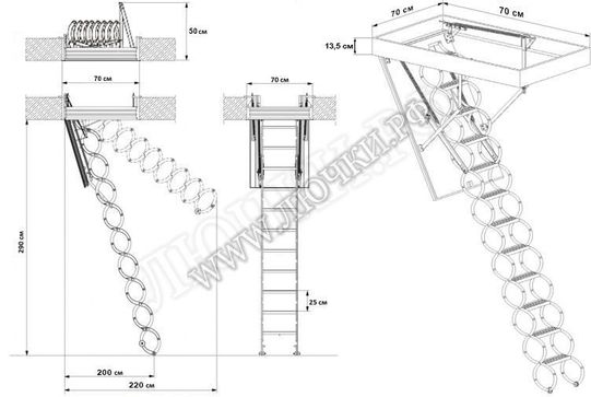 Чердачная лестница Oman Nozycowe Termo 700*700*2900 Чердачная лестница Oman Nozycowe Termo 700*700*2900